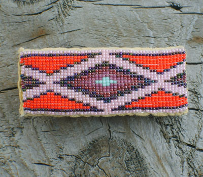Native American Beaded Barrette - Red Large